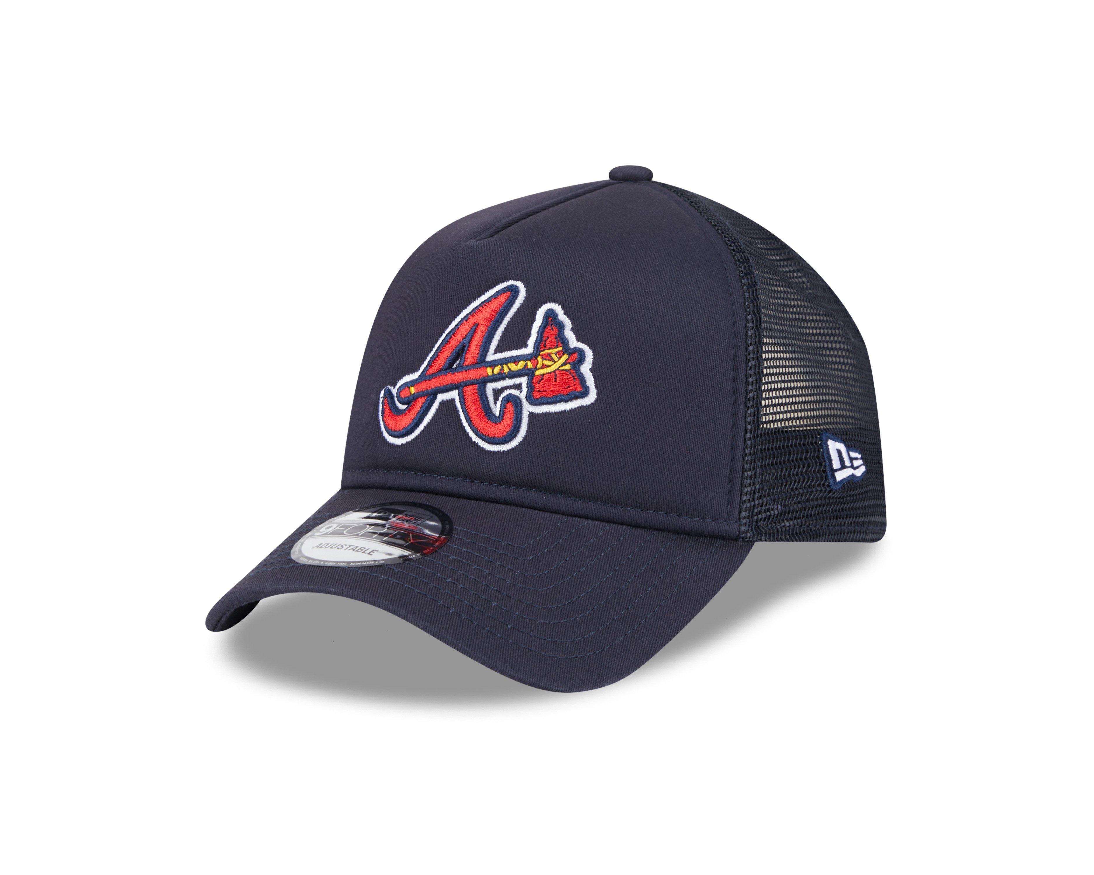 New Era Atlanta Braves 9FORTY Trucker Snapback Hat - Blue/Red - BLUE